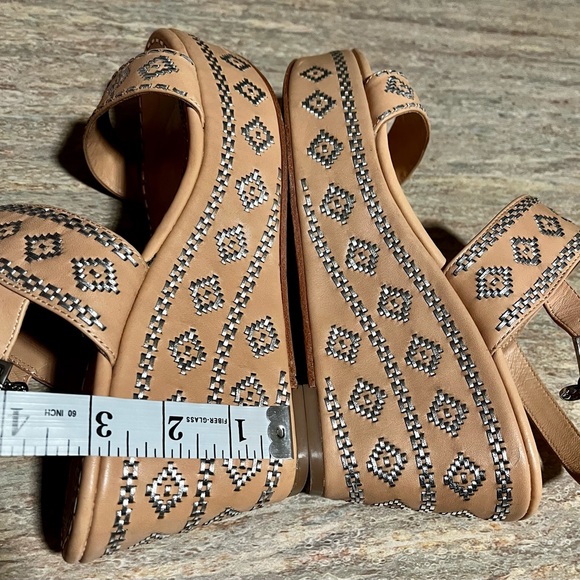 Tory Burch Natural Vachetta Ankle Strap Wedge Calf Leather Sandals - Picture 10 of 16